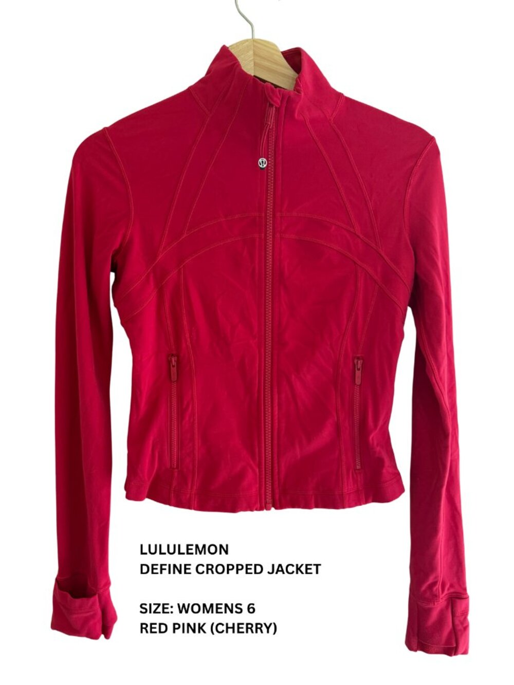 Lululemon Define Cropped Jacket Red/Hot Pink Size 6
